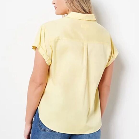 Candace Cameron Bure Stretch Poplin Short-Sleeve Shirt - Picture 2 of 5
